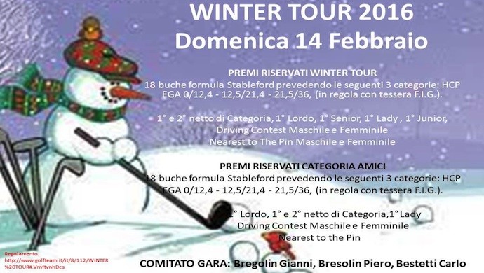 Winter Tour 2016 al Golf Club Cà Amata, domenica 14 febbraio