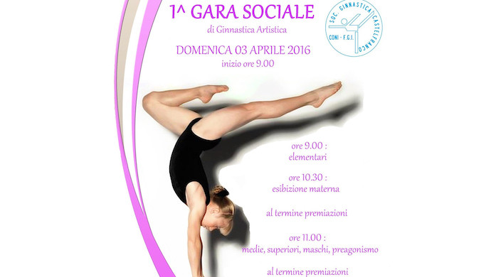 Gara di ginnastica artistica domenica 3 aprile al Palavenale