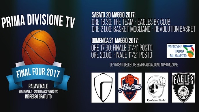 Il 21-22 maggio al Palavenale le Final Four di Prima Divisione