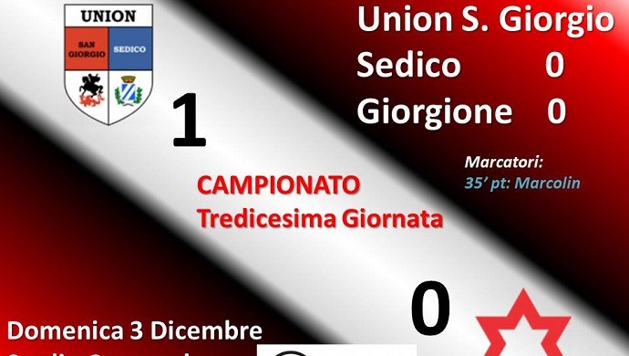 Doccia fredda a Sedico: Union San Giorgio Sedico-Giorgione 1-0