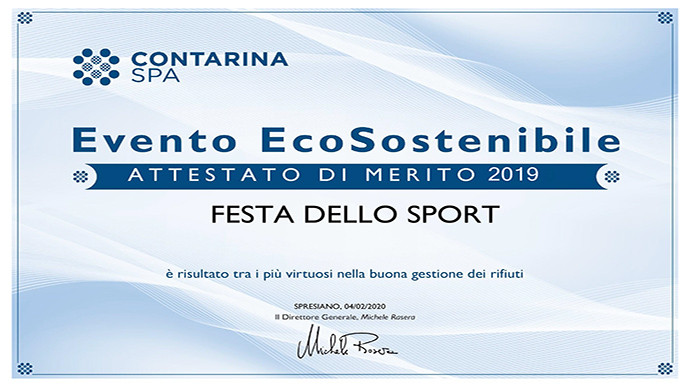 La Festa dello Sport 2019 premiata come evento ecosostenibile